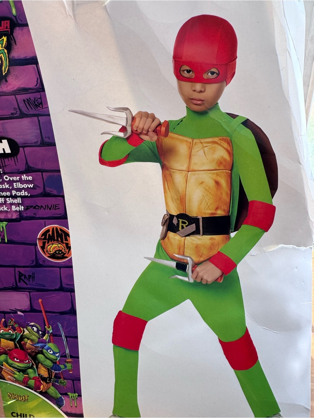Spirit Kids Turtle Ninja Raph Costume with Shell small 4-6